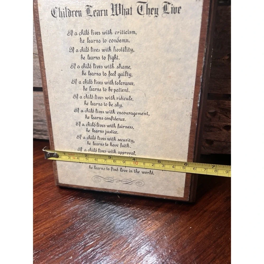 Vintage Handmade Wooden Wall Plaque MCM Dorothy Law Nolte 1954 Poem